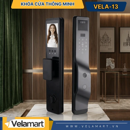 Khóa Cửa Thông Minh Vela-13 Velamart – Nhận Diện Khuôn Mặt AI, Vân Tay Siêu Nhạy, Nâng Tầm An Ninh Nhà Bạn